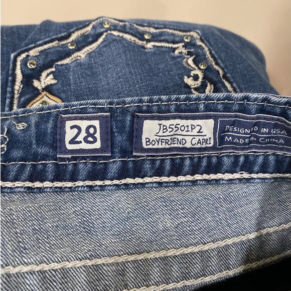 Miss Me Boyfriend Denim Capri Embellished  28 us - Picture 2 of 10
